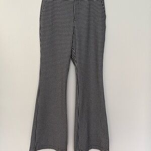 Avec les filles Black and White Checkered Flare Pants